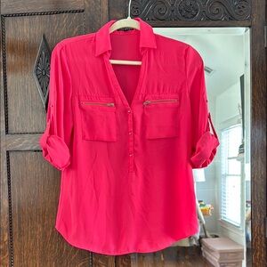 Express Collared Shirt with Gold Buttons and Zipper